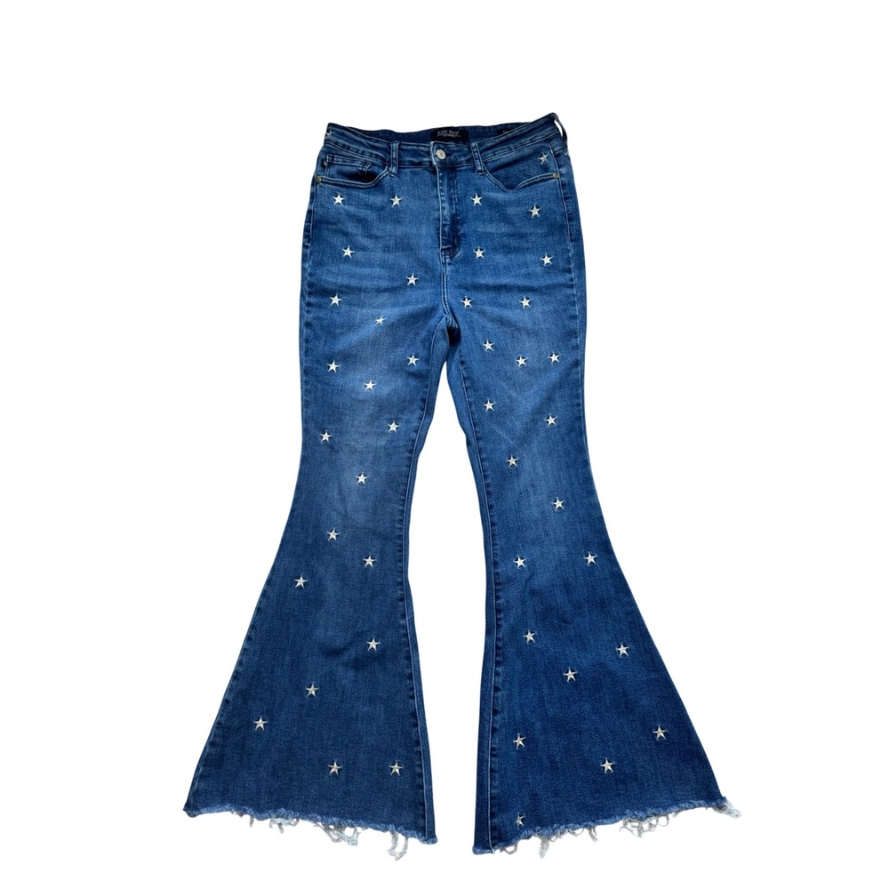 Judy Blue Flare Star Denim Jeans Women's Size 11/30 USA Patriotic 4th of July
